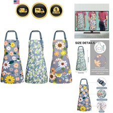 3-Pack Waterproof Floral Women s Aprons with Adjustable Straps - Vibrant Colors