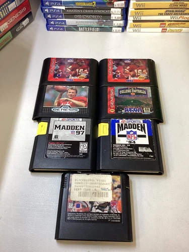 SEGA Genesis 7 Football Sports Game Lot Bundle NFL Madden EA Sports - Tested