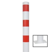 Absperrpfosten 102 Mm Stahlrohr Weiß Rot FüR DüBelbefestigung