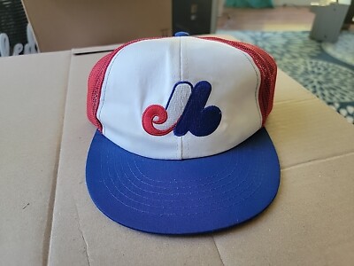 MONTREAL EXPOS Vintage Hat Cap Snap Back White Twins Enterprises Mesh Mens