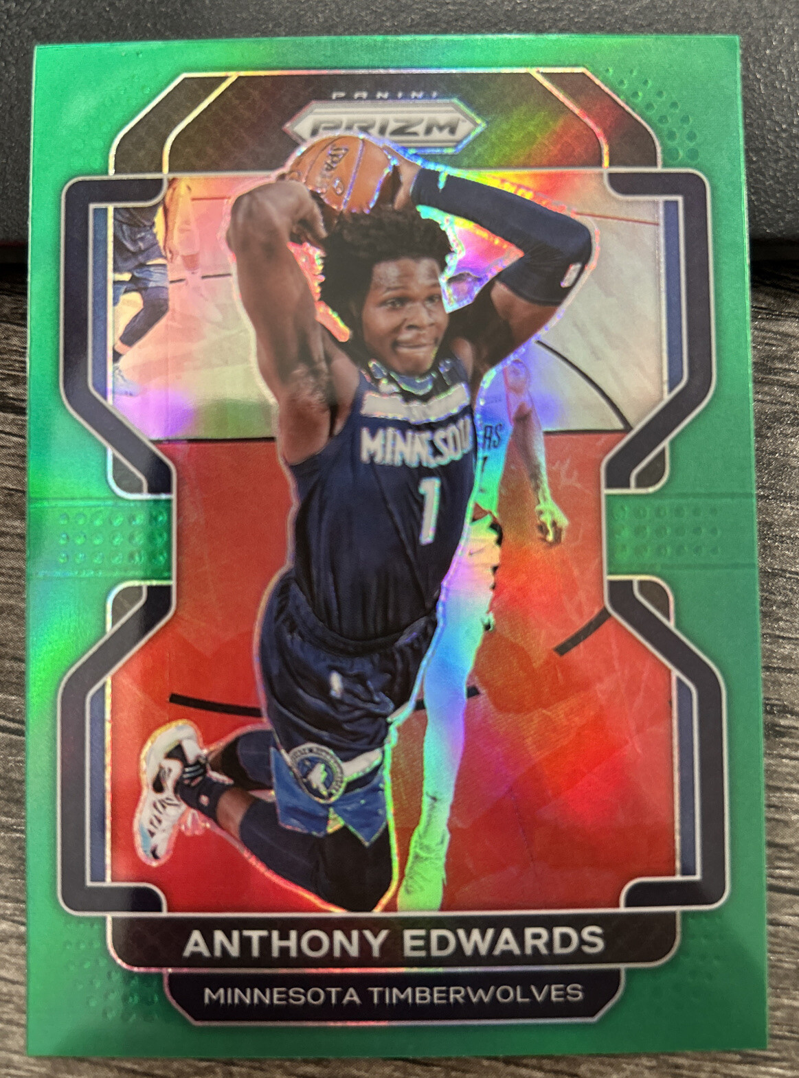 Anthony Edwards 2021-22 Panini Prizm Green #37 Minnesota Timberwolves