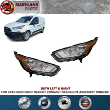 For 2019-2023 Ford Transit Connect Both Left & Right Headlight Assembly Chrome