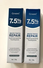 Lot of 2 Croent 7.5% nHAP White Tooth Repair Hydroxyapatite Toothpaste New
