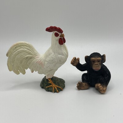 Schleich Germany Animals Lot Of 2 Monkey And Rooster Vintage