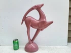 Haeger Gazelle Antelope Sculpture 21" MCM Mid Century MAUVE PINK Art Deco