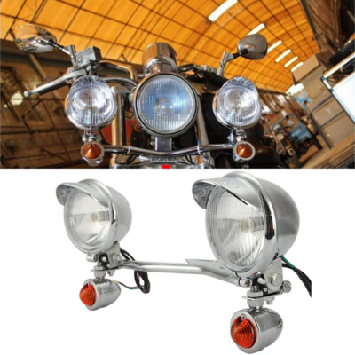 Front Passing Turn Signal Light Bar Kit For Harley Road King Classic Custom FLHR