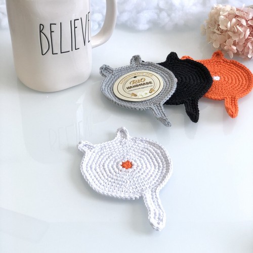 Juego de 4 montañas rusas para gatos, montaña rusa de ganchillo, alfombra para tazas, regalo para calentar el hogar - Imagen 4 de 8