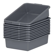 Mayish 12-Pack Commercial Bus Box, Plastic Bus Tubs Restaurant, 13 L, Gray