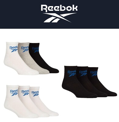 Reebok Ankle Socks Mens Womens 'Foundation' Cotton, Cushioned Sole  Pair Pk UK