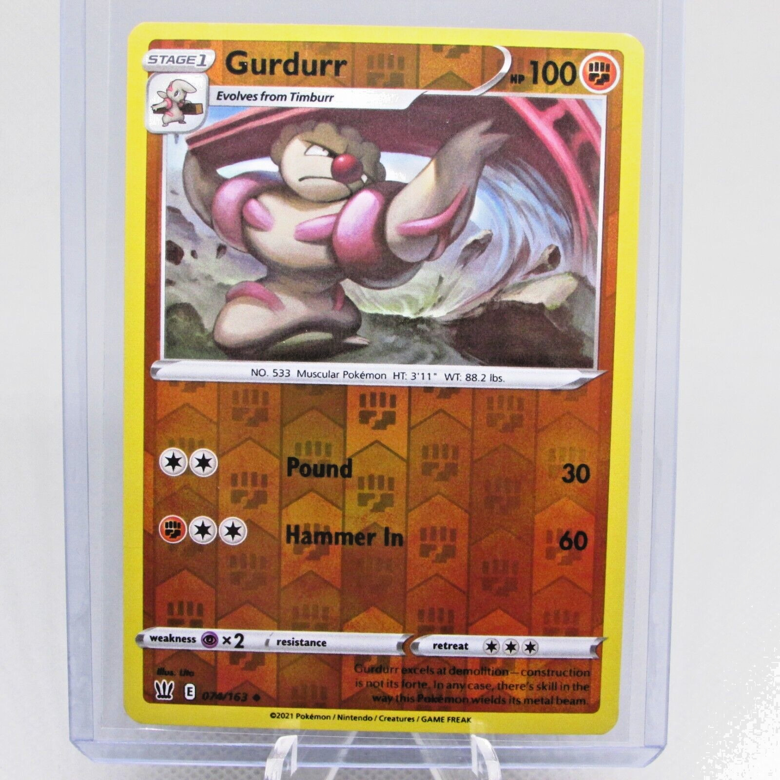 Pokemon TCG Battle Styles Gurdurr 74/163 Reverse Holo