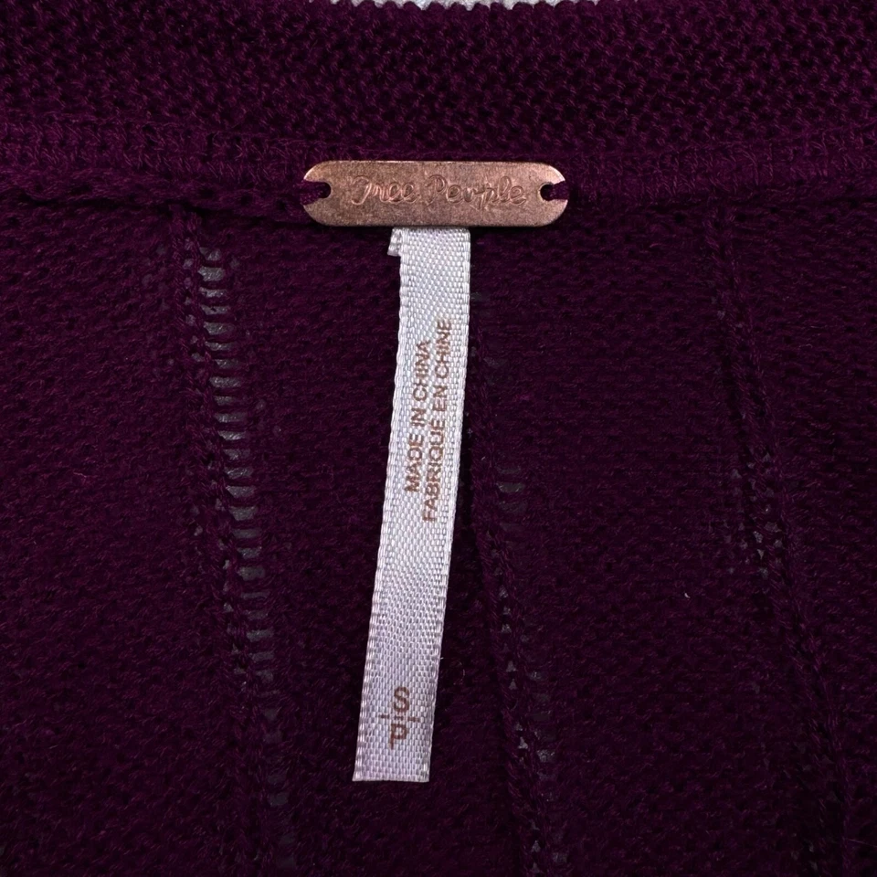 Cárdigan largo Free People Ribby Ribby mezcla de lino plumero granate para mujer pequeño Foto 4 de 4