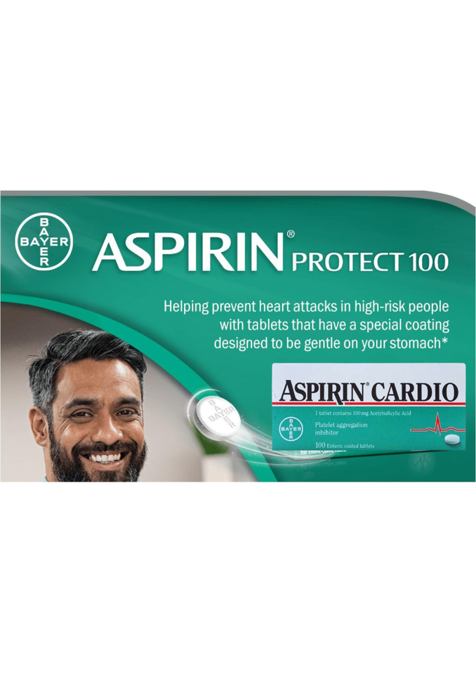 100's Tablets Bayer ASPIRIN Cardio 100mg Acetylsalicylic Acid