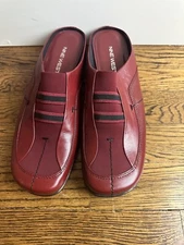 Nine West Renny Slide Clogs Red Leather Size 8