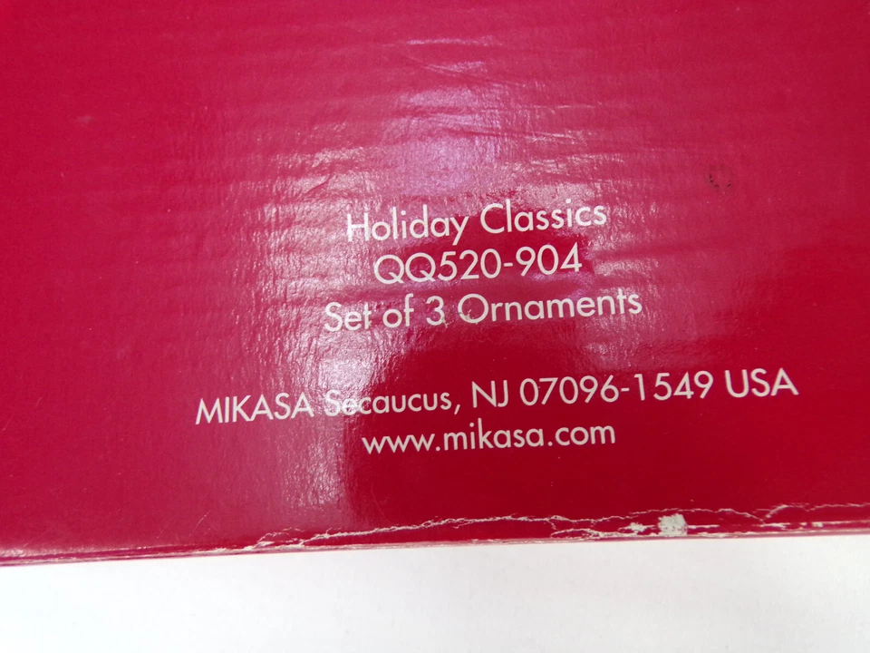 3 adornos navideños vintage de vidrio Mikasa campanas de punto vela caja original K23 Foto 3 de 4