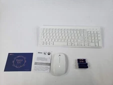 TopMate Wireless Keyboard and Mouse Ultra Slim Combo w/ Cover & Batteries, White