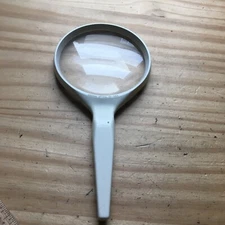 Vintage DONEGAN Optical Co. Handheld Magnifier White Made in USA 9"L x4.25"D