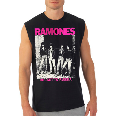 RAMONES ROCKET TO RUSSIA PUNK ROCK BAND BLACK MUSCLE SHIRT