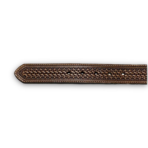 Nocona Mens Western Brown Leather Embossed Braided Belt Size 42 Conchos Inlay - Picture 9 of 12