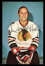 1960s Dennis Hull Autograph Signed on Chicago Black Hawks Team Issued Post Card
