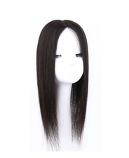 18" Straight 100 Remy Human Hair Clips in Top Toupee Hairpiece With Air Bangs