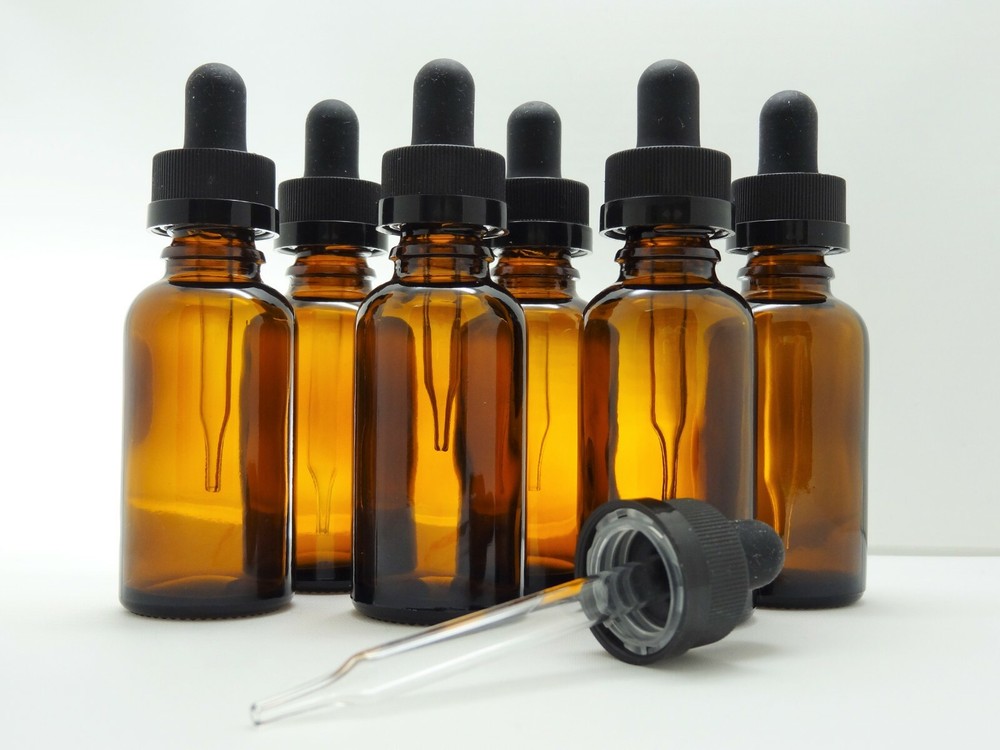 Amber Euro Glass bottle - 30 ml /1/oz  with/without CRC Droppers