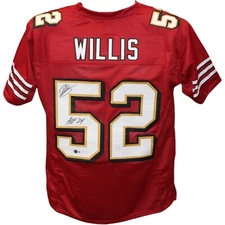 Patrick Willis Autographed/Signed XL Pro Style Scarlet Jersey HOF Beckett 43668