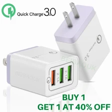 3 Port QC 3.0 Quick Charge Wall Charger USB Adapter For iPhone iPad Samsung LG