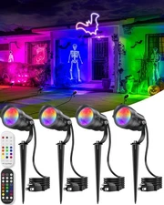 12W Halloween Spotlight Outdoor with Remote Plug Timer Color Changing 120V La...
