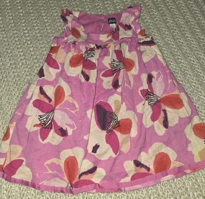 Tea Brand Baby Girl Dress Size 12-18 Month Pink Floral Lined 