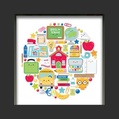 Doodlebug Design Shadow Box Insert Kit - Schultage - DDSB7733