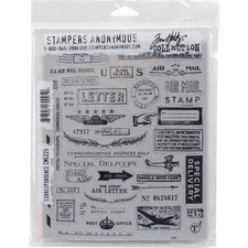 Stampers Anonymous Tim Holtz Cling Stamps 7"X8.5"-Correspondence
