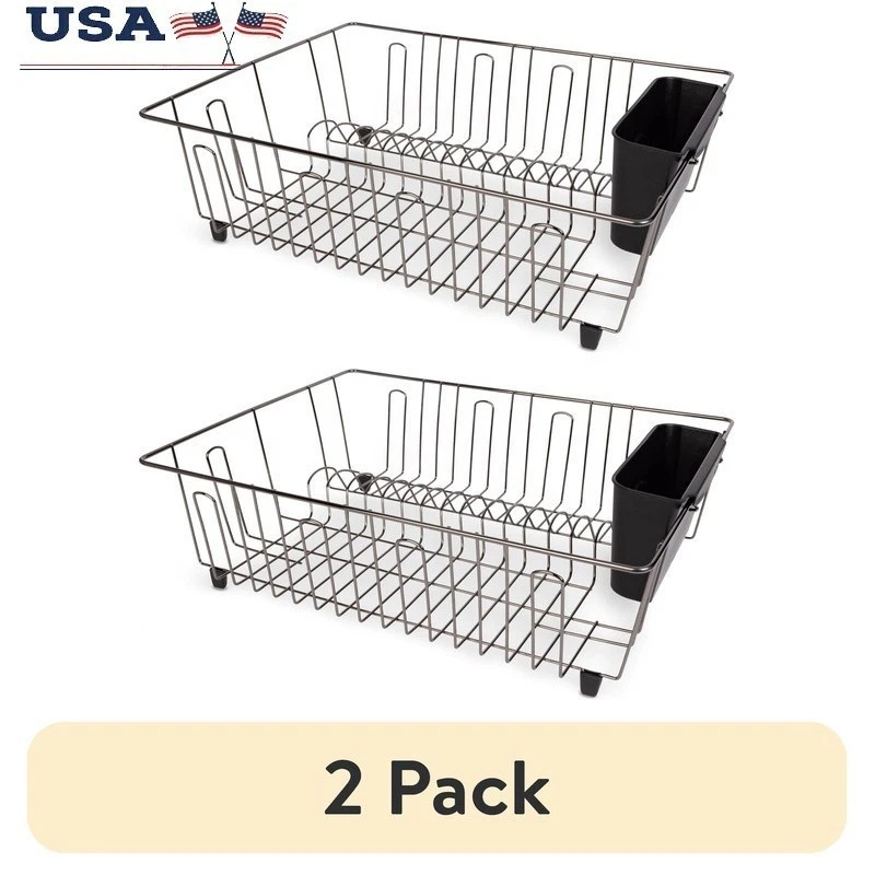 Large Dish Drainer Organizer W/ Cutlery Cup Kitchen Countertop Storage New