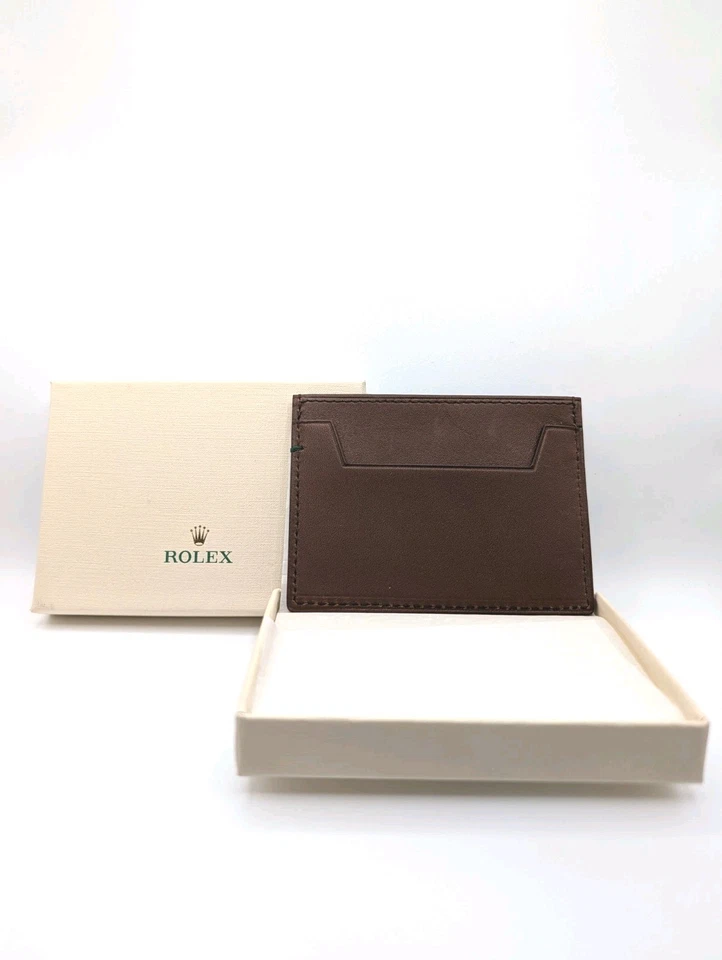 Rolex Signature Cuero Marrón Portatarjetas de Crédito Cartera - Nuevo en Caja, Regalo AD Foto 3 de 4