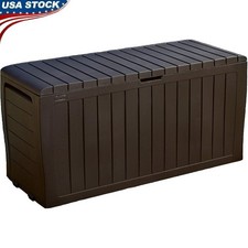 Outdoor Storage Box Resin Weather Resistant Durable Lockable Extra Seating New