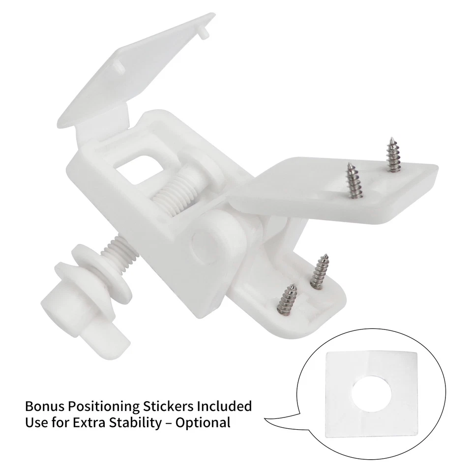 Piezas de repuesto universales de bisagras de asiento de inodoro de plástico blanco con tornillos y pernos Foto 2 de 4