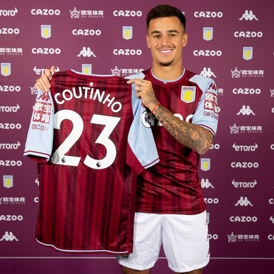 MEN'S FC ASTON VILLA 2021/2022 COUTINHO #23 SOCCER FOOTBALL SHIRT