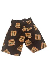 In N Out Burger Board Shorts Boys Medium Black All Over Print Food Surfer Beach
