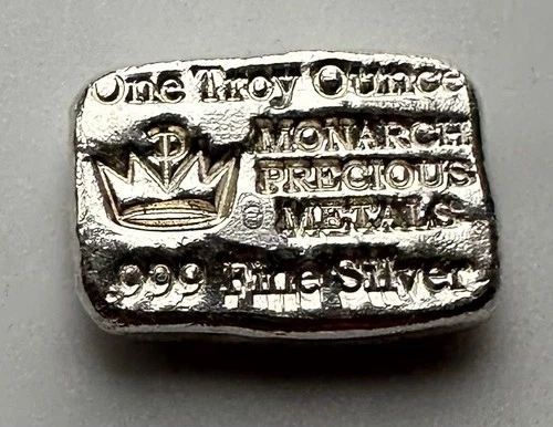 Monarch Precious Metals, 1 Ounce, 999 Fine Silver, Old Pour Bar