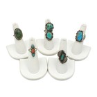 Southwest Sterling Turquoise Malachite Red Coral Feather Rings Lot of 5 #S5319-2 — photo 1