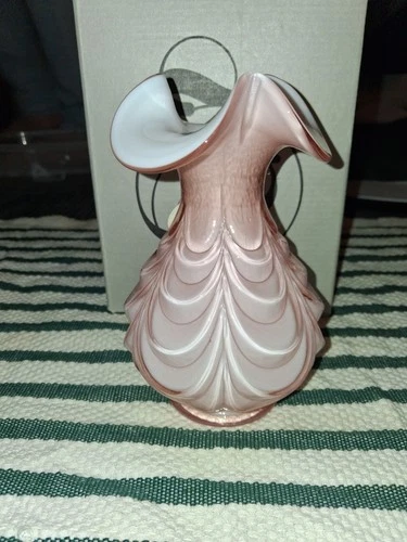 Fenton Handcrafted Glass Vase 6in Tall SunsetOverlay Color Made In US new In Box