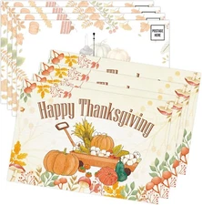 SMARSTICKER 50 Pack Happy Thanksgiving Greeting Cards Postcards 4" multicolor 