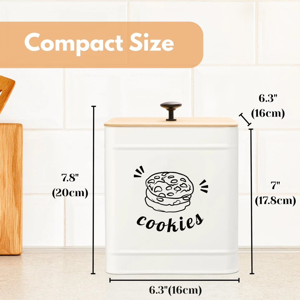 Cookie Jar with Lid Airtight, Cookie Tin with Bamboo Lid, Cute Cookie Jars fo... - Image 2 of 4