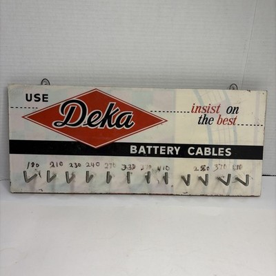 vtg deka battery Cables Advertising Display Rack 19  X 8  Wood With Laminate/