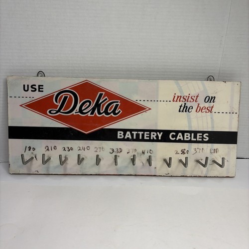 vtg deka battery Cables Advertising Display Rack 19” X 8” Wood With Laminate/
