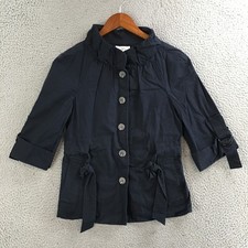 Ann Taylor Loft Blazer Jacket Women 2 Button Front 3/4 Sleeve Casual Pocket Blue