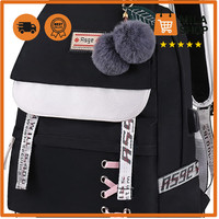 Asge Schulrucksack MäDchen Schultasche Campus Rucksack Nylon Wasserdicht Schwarz