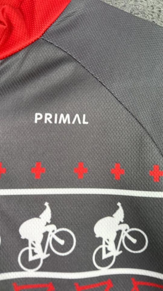 Primal Cycling Jersey Men's Medium Long Sleeve Christmas Skull Candy Cane Bike - Image 3 of 4