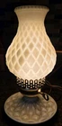 Vintage White Milk, Glass, Hobnail, Table Lamp, Hurricane Style 1950’s