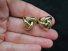 Gold Tone Knot Pierced Earrings Modernist