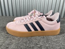 Adidas VL Court 3.0 Shoes Womens Size 6.5 Pink Suede Gum Sneakers JP7629